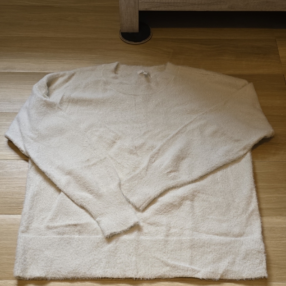 Maurices Cream Scoop Neck Fuzzy Sweater